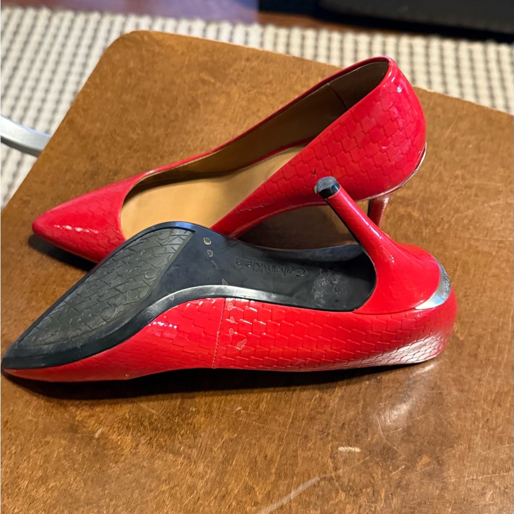 Calvin Klein Red Snakeskin Heels